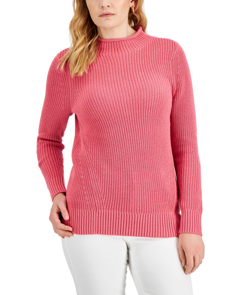 Karen Scott Womens Cotton Mock Neck Sweater